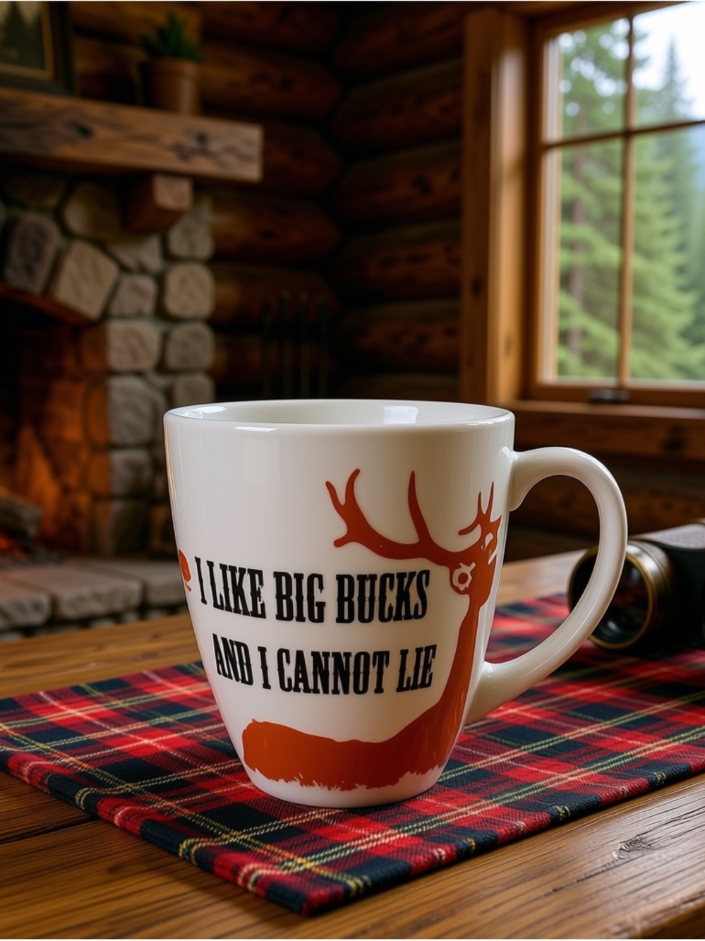 Mossy Oaks Ceramic Hunter Mug 16 oz with Deer silhouette- I Like Big Bucks